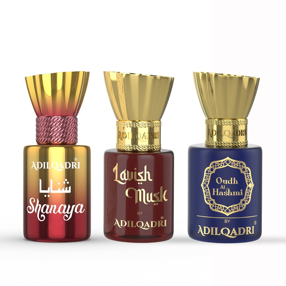 AdilQadri 3 Pcs Attar Set Shanaya, Lavish Musk And Oudh Al Hashmi 5.5 ML Each