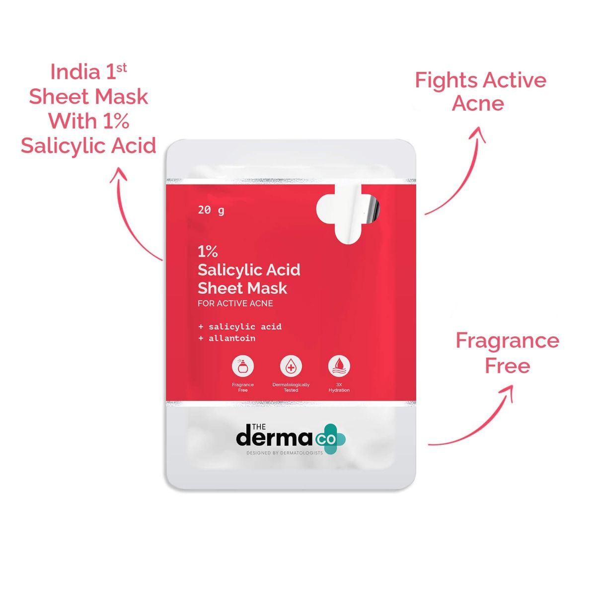 Derma Co 1% Salicylic Acid Sheet Mask With Salicylic Acid & Allantoin - 20g
