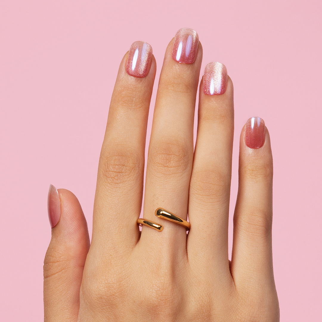 Gush Beauty Tangerine Crystal Ombré Press-On Nails (Medium Squoval)