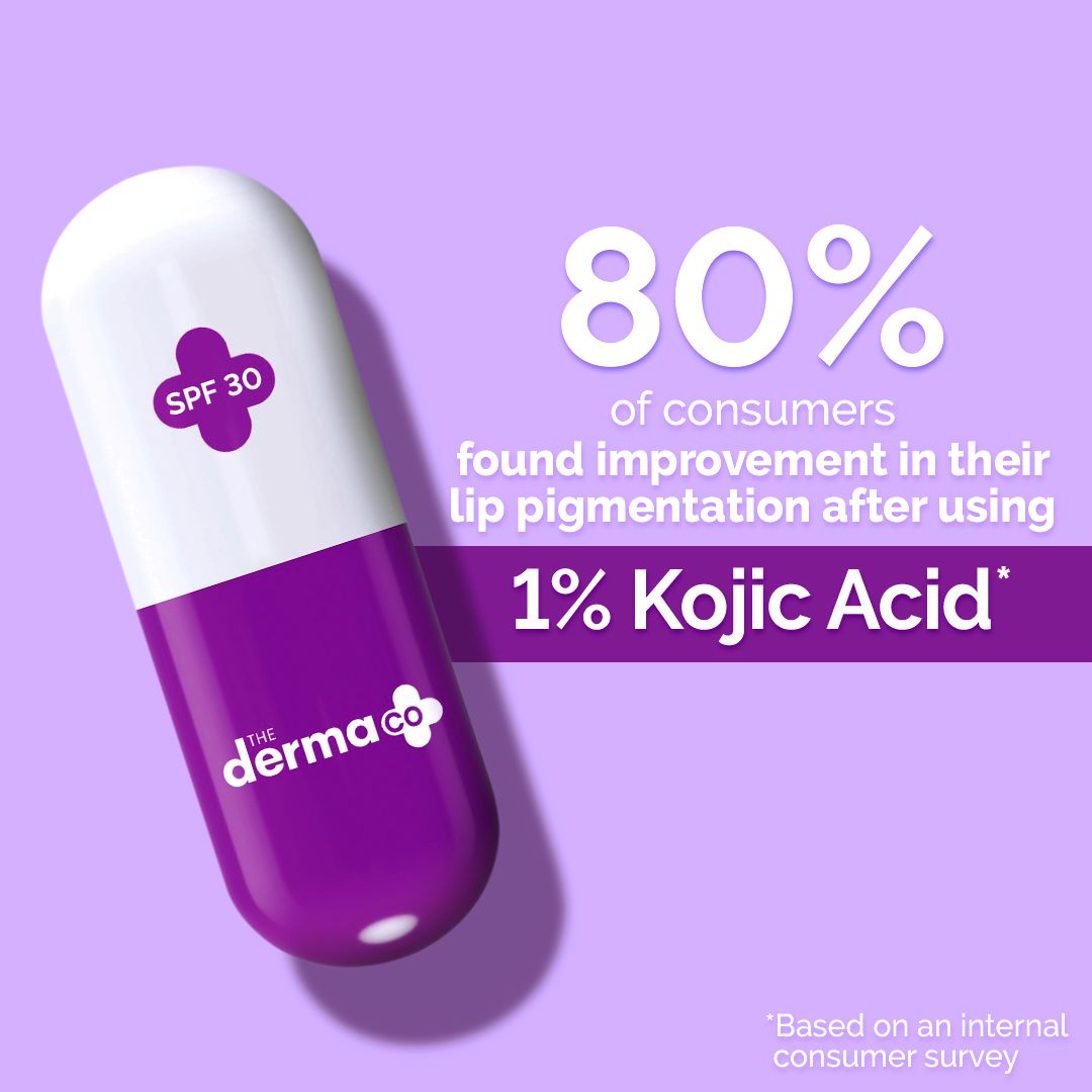 Derma Co 1% Kojic Acid Lip Balm with Alpha Arbutin & Hyaluronic Acid, SPF 30 PA++