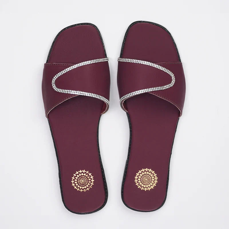 Dhajcraft Maroon T-Shape Casual Flats