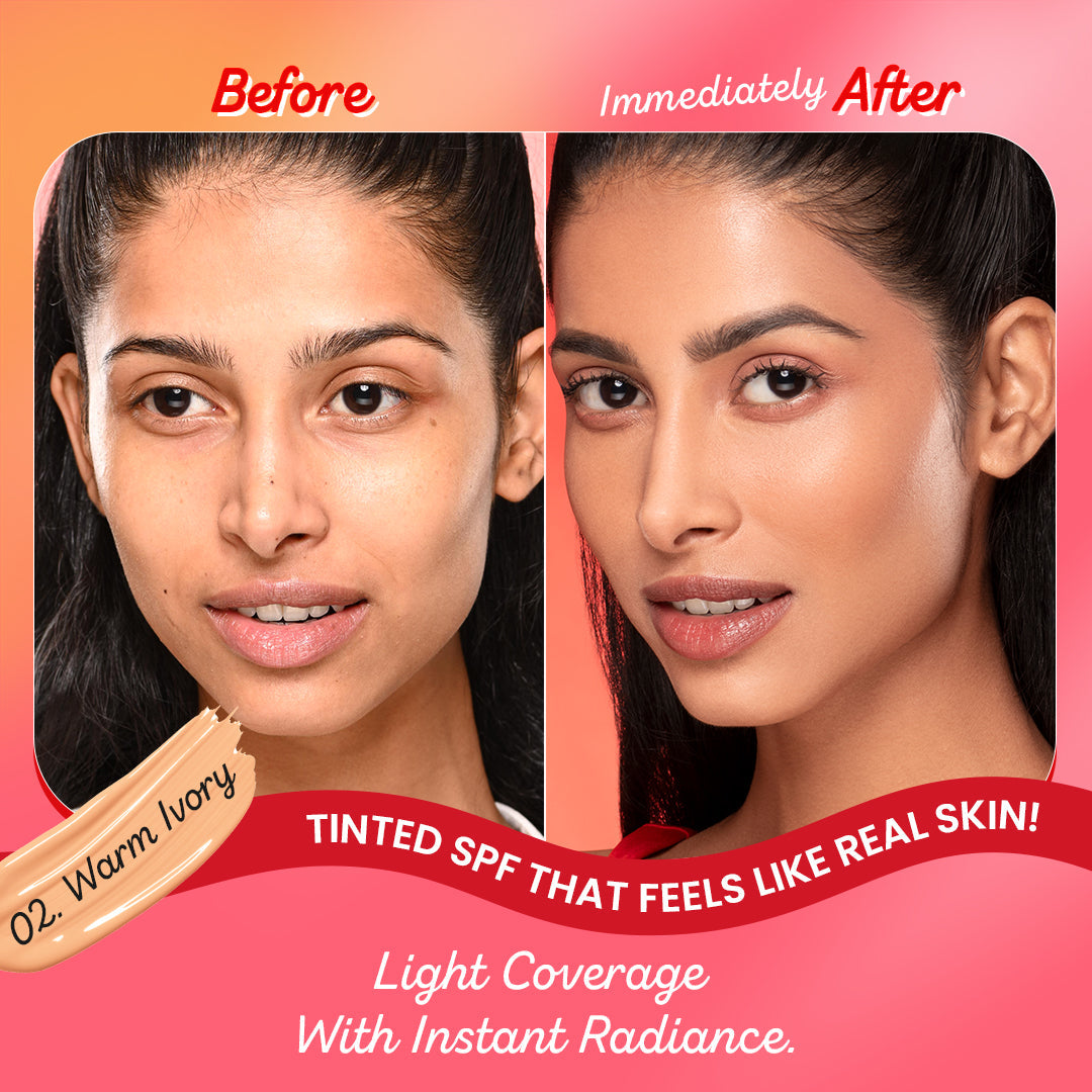 Dot & Key Strawberry Dew Tinted Sunscreen, In-Vivo Tested SPF 50+ PA++++ - Warm Ivory  - 02 Light Medium