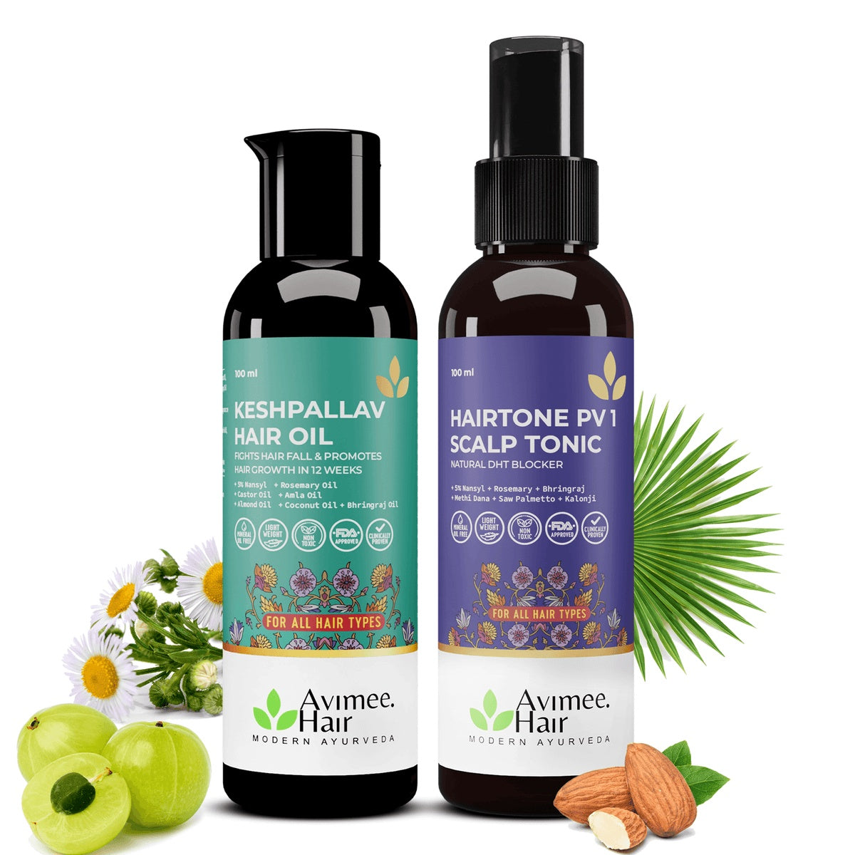 Avimee Herbal DHT Blocker Hair Growth Kit (Mini) for Male Pattern Baldness