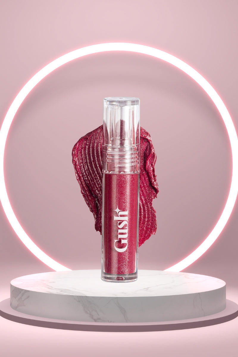 Gush Beauty Glaze Lip Oil Gloss High Shine & Hydrating Mauve Gloss - Wine o’clock