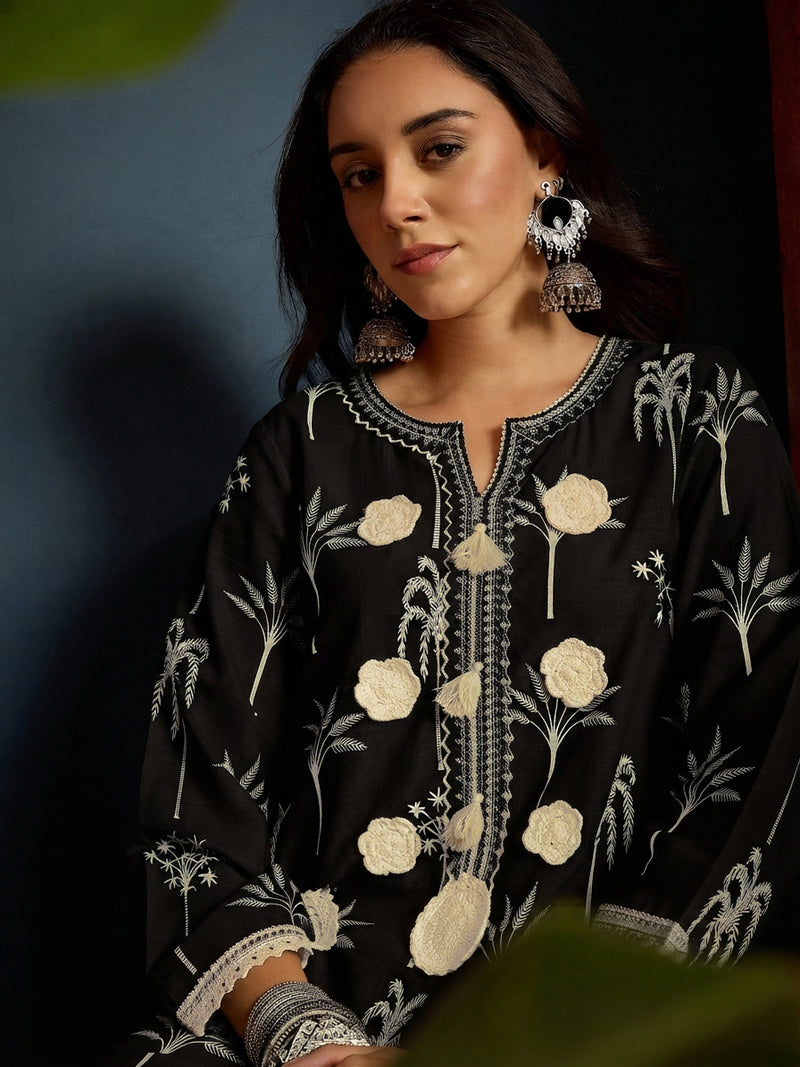 Stylum Women's Palm Tree Printed Pure Cotton A-Line Short Kurti With Farshi Salwar Set