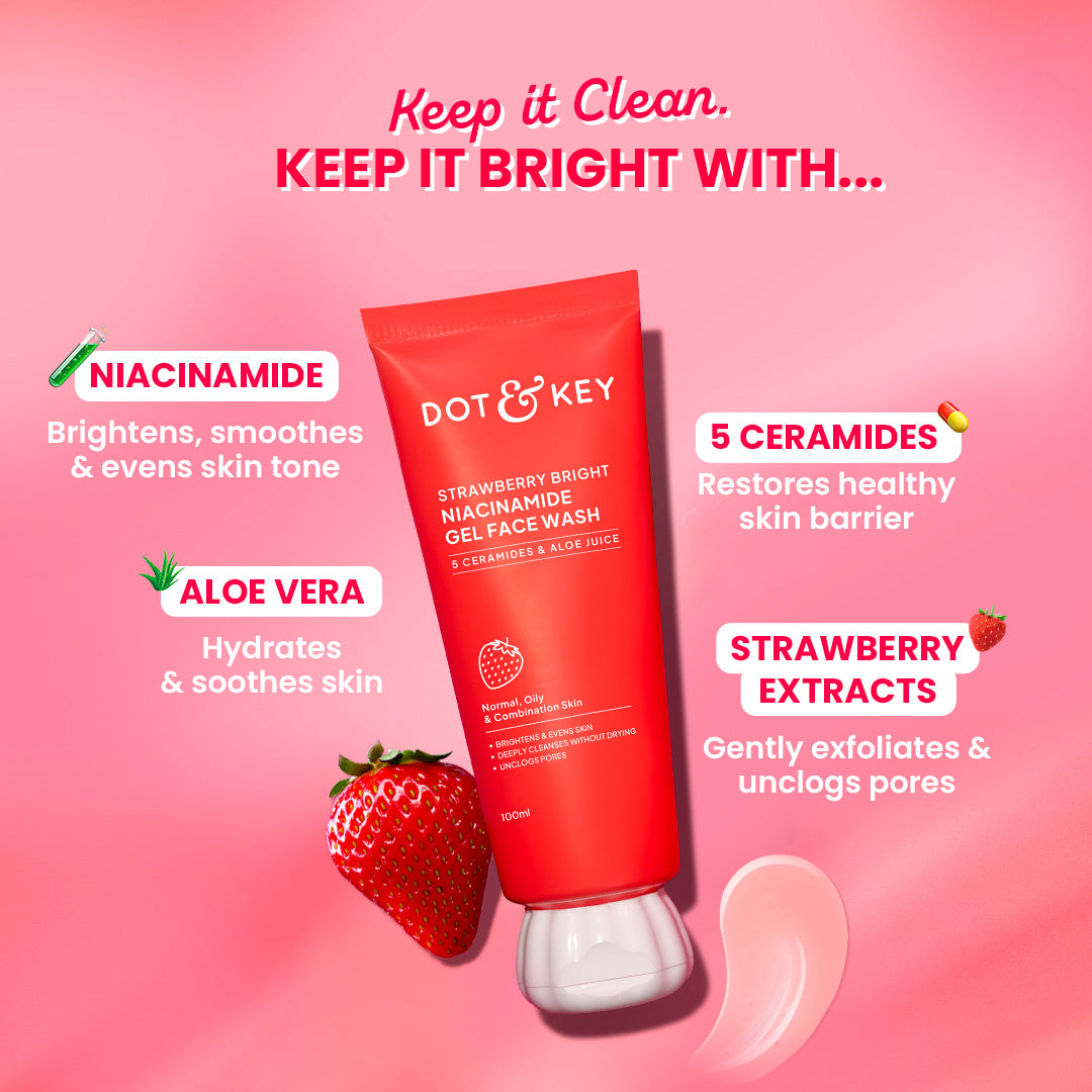 Dot & Key Strawberry Bright Niacinamide Gel Face Wash - 100ml