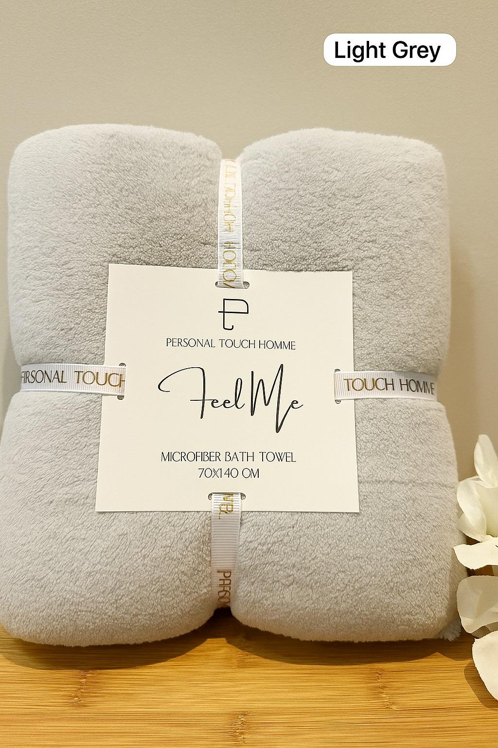 Personal Touch Feel Me Microfiber Bath Towel - Light Grey