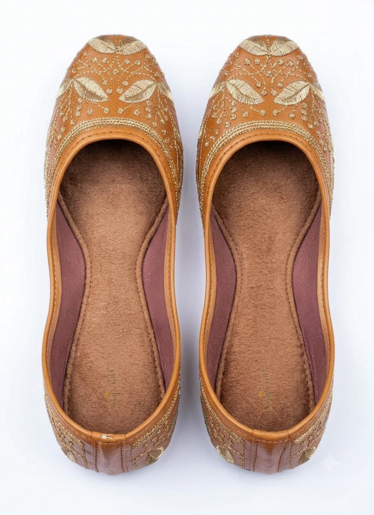 Dhajcraft Brown Embroidered Casual Jutti - Hand wash