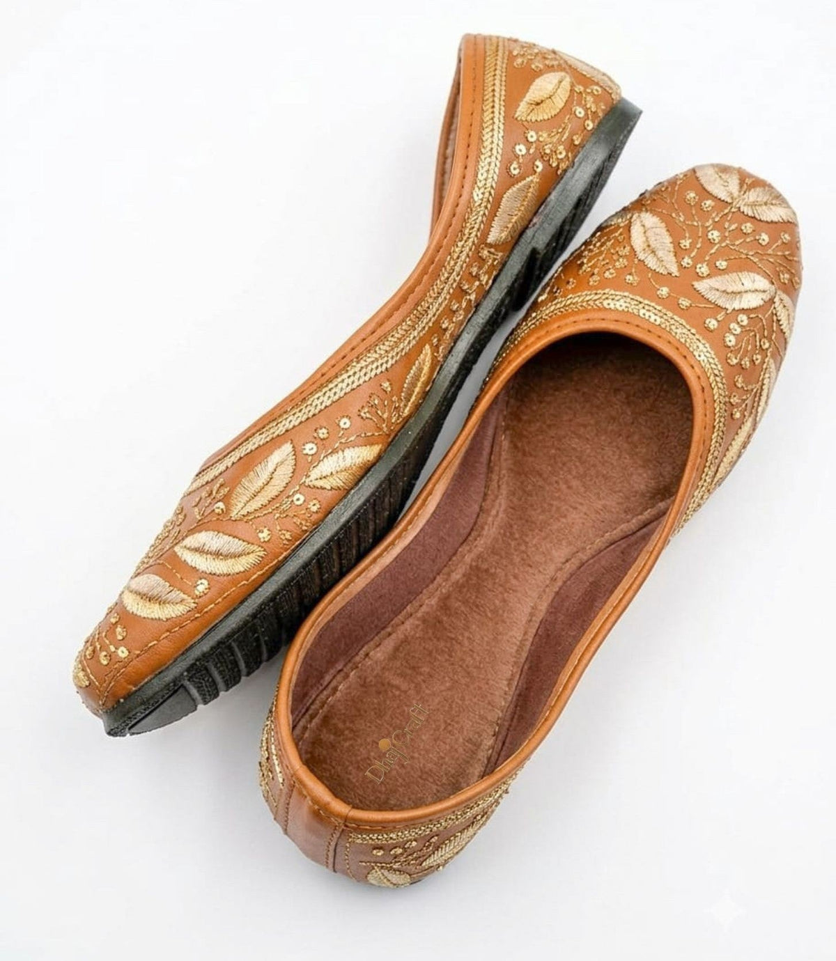 Dhajcraft Brown Embroidered Casual Jutti - Hand wash