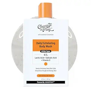 Chemist At Play Exfoliating Body Wash 473ml | 4% (Salicylic Acid, Vitamin E and Lactic Acid) | Paraben & SLS Free | Gentle Exfoliating Shower Gel | Removes Tan| Prevents Dry, Rough, Bumpy Skin | Men & Women