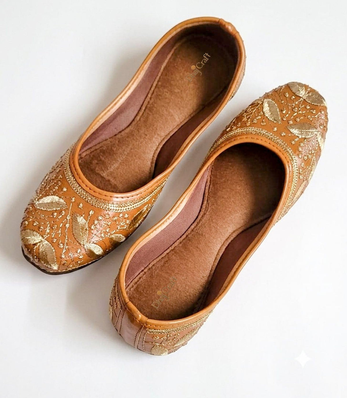 Dhajcraft Brown Embroidered Casual Jutti - Hand wash
