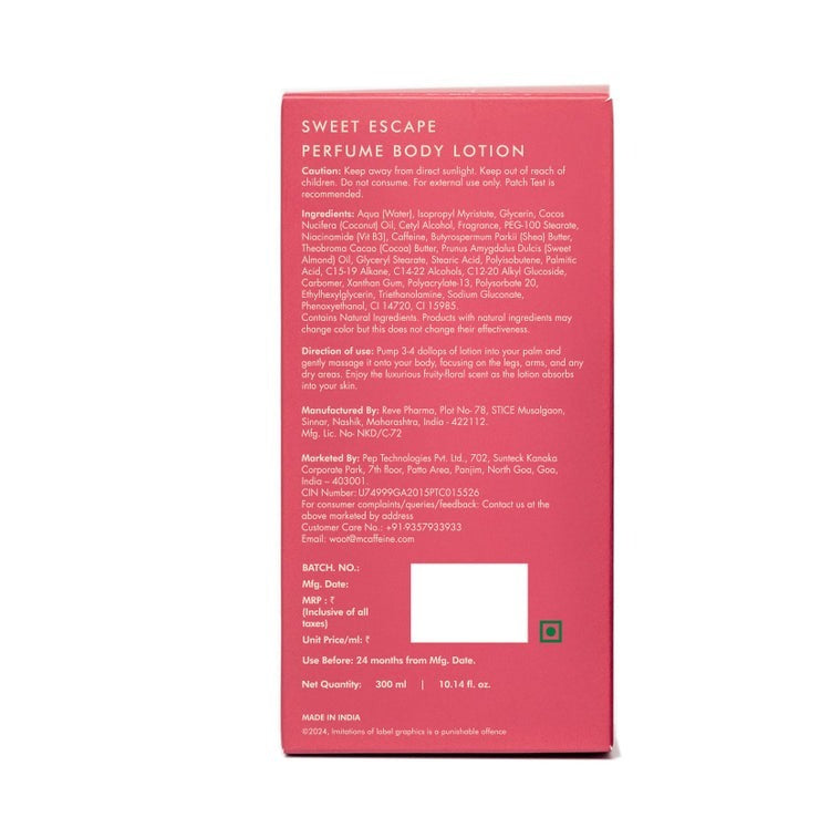 mCaffeine Sweet Escape Perfume Body Lotion