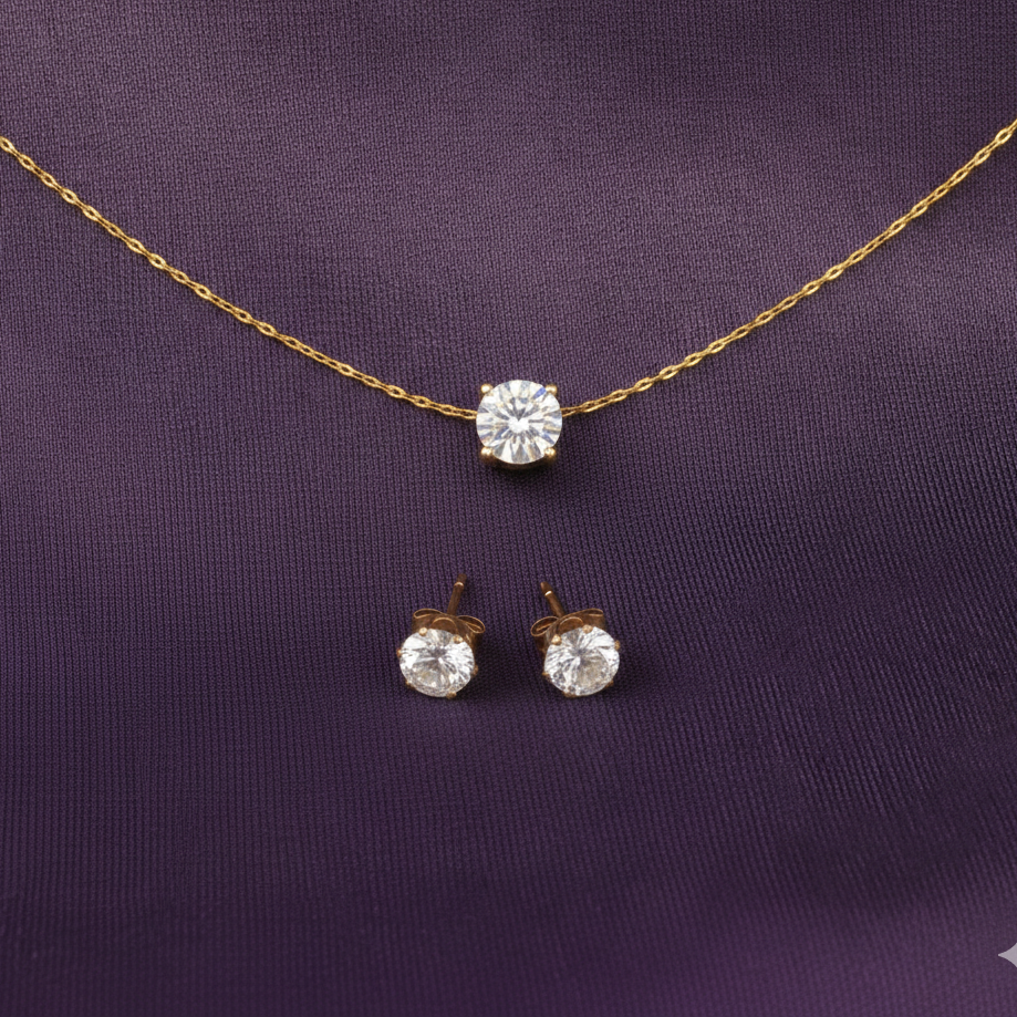 Salty Midnight Orbit Necklace & Stud Set