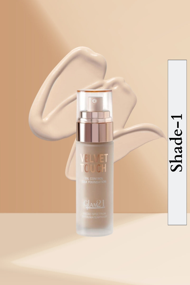 Glam21 Shade-1 Velvet Touch High Coverage Foundation