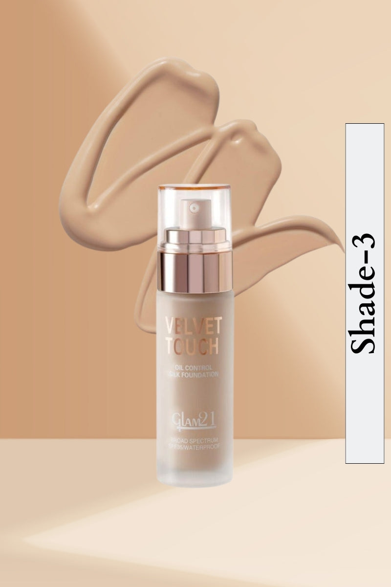 Glam21 Shade-3 Velvet Touch High Coverage Foundation