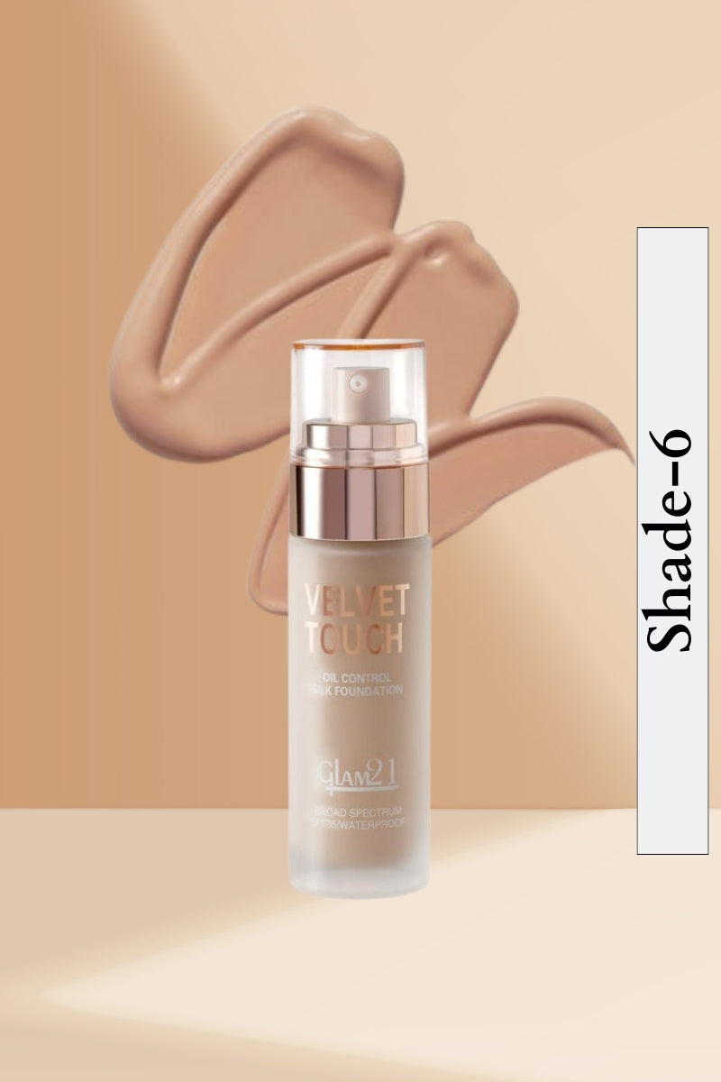 Glam21 Shade-6 Velvet Touch High Coverage Foundation