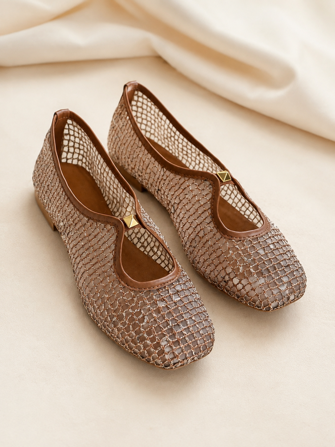 Sandal Stories Mocha Mesh Grace Mary Jane Ballerinas