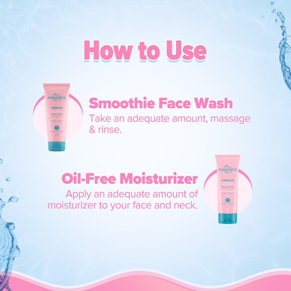Aqualogica Radiance+ Cleanse & Hydrate Combo (Radiance+ Smoothie Face Wash 100ml + Radiance+ Oil-Free Moisturizer)