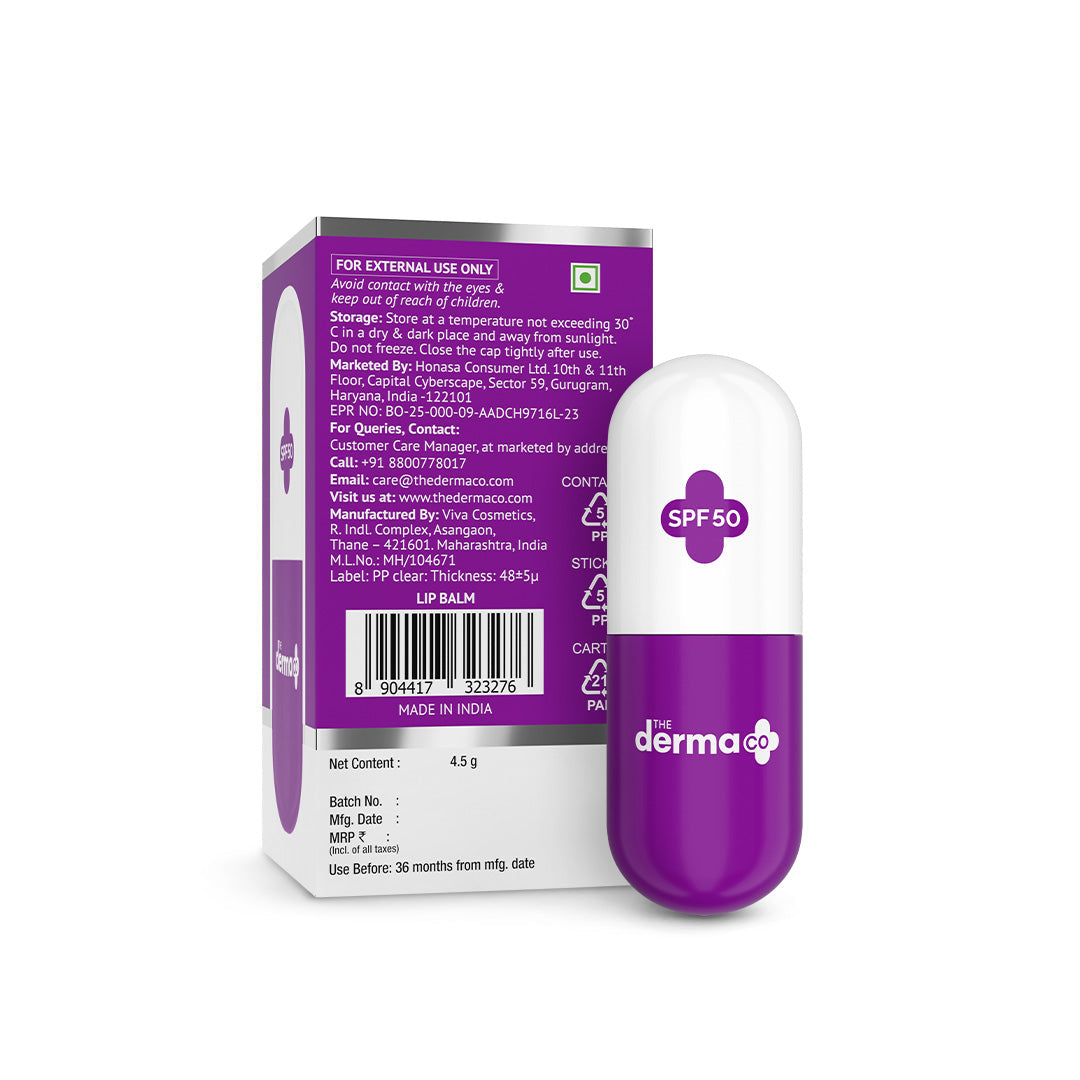 Derma Co 1% Kojic Acid Lip Balm with Alpha Arbutin & Hyaluronic Acid, SPF 50