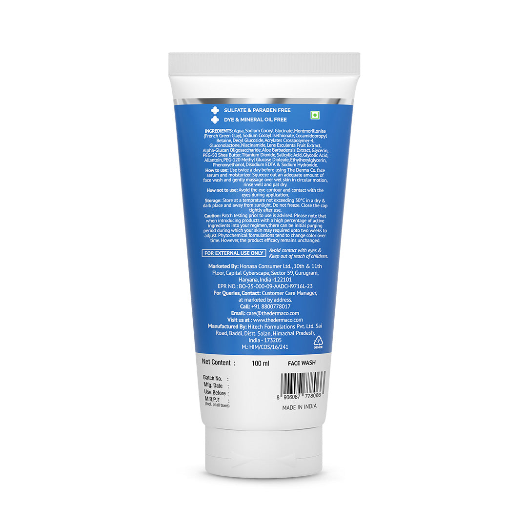 Derma Co Pore Minimizing Clay Daily Face Wash with 1% Niacinamide & 2% PHA - 100ml