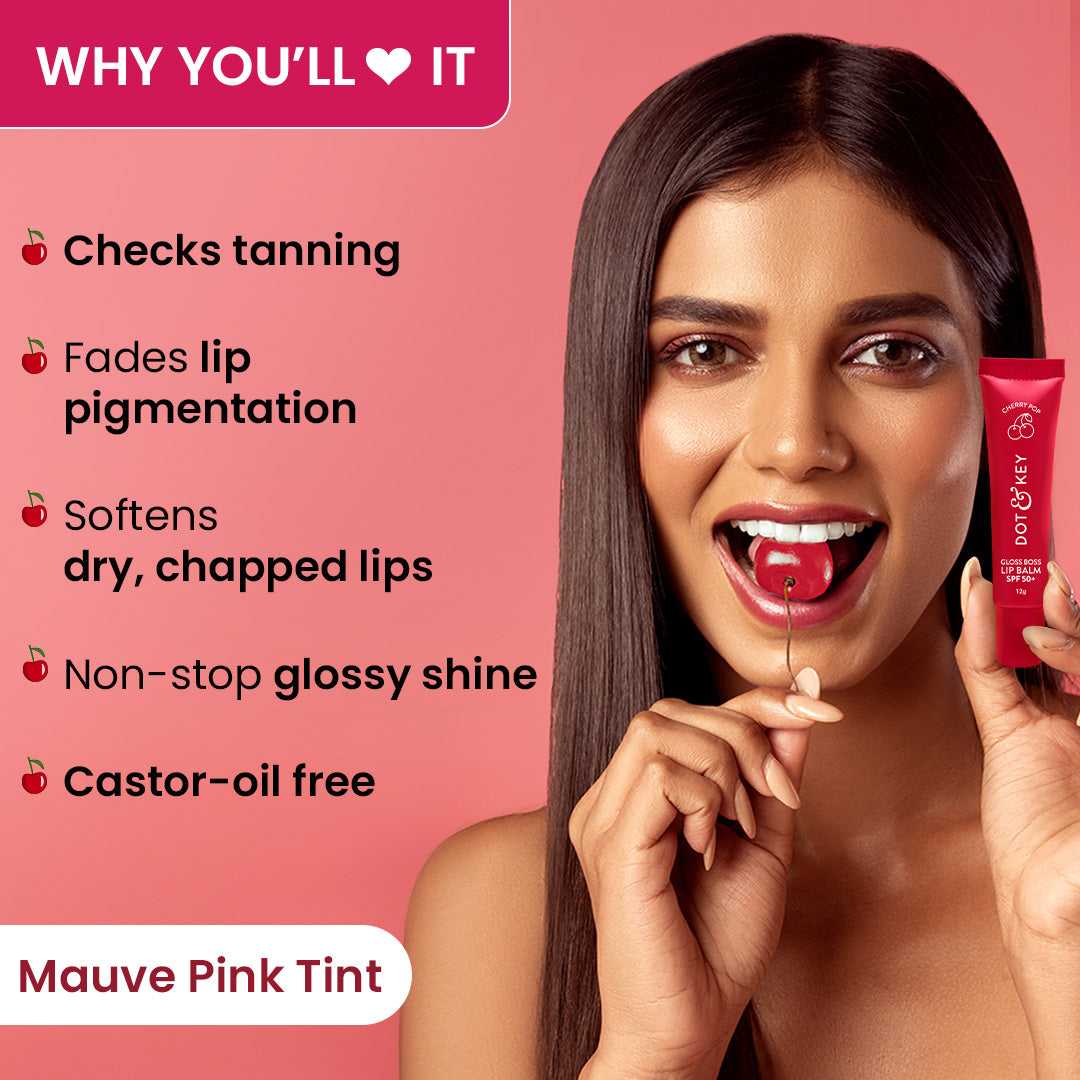Dot & Key Vitamin C + E Gloss Boss Lip Balm In-Vivo Tested SPF 50+ PA+++ - Cherry Pop Medium Tinted