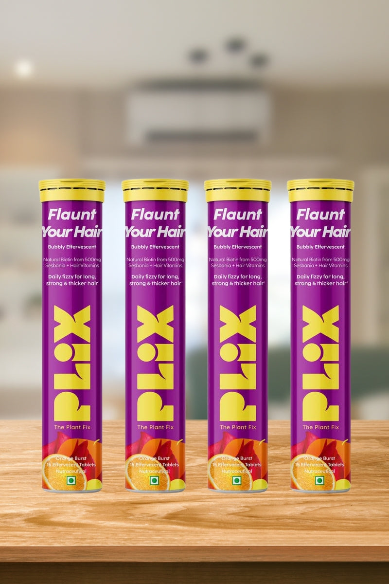 Plix Heavenly Hair Natural Biotin Tablets (Orange, Pack of 4)