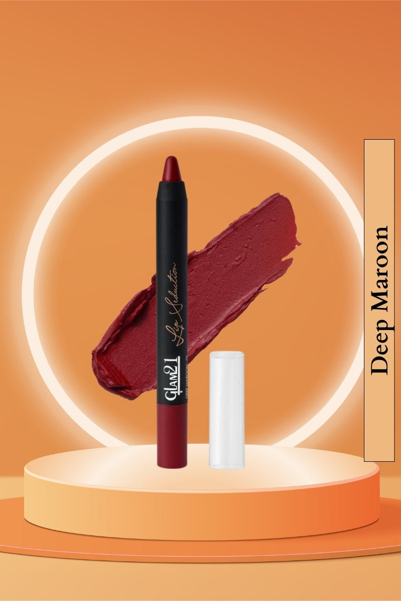 Glam21 Deep Maroon Lip Seduction Non-Transfer Crayon Lipstick