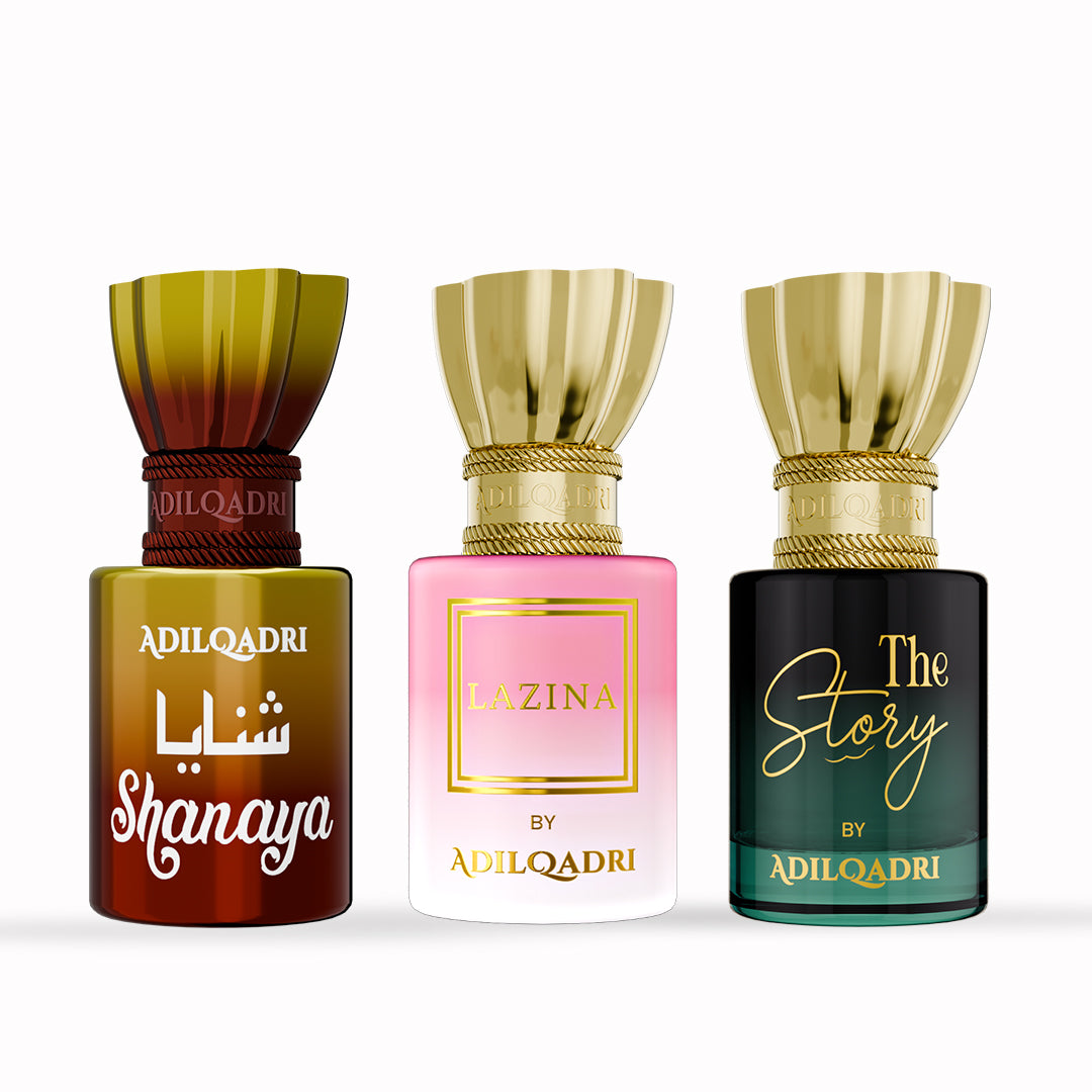 AdilQadri 3 Pcs Attar Set Shanaya, Lazina And The Story 5.5 ML Each