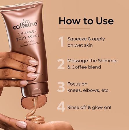 mCaffeine Shimmer Body Scrub With Coffee | For Smooth & Glowing Skin | for both men and women | exfoliating body scrub - 150gm