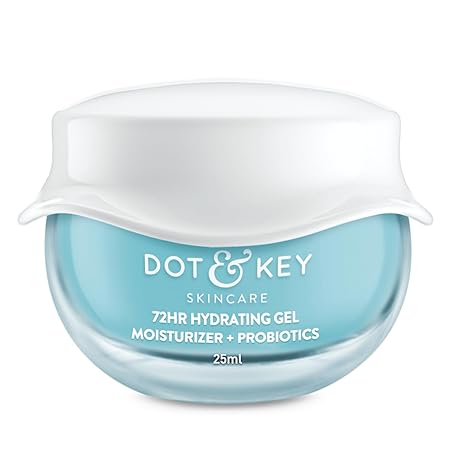 DOT & KEY 72Hr Hydrating Gel+Probiotics Moisturizer For Face With Hyaluronic Acid, Kombucha & Rice Water | Lightweight Gel Moisturizer | For Dull, Tired & Uneven Skin Tone I For All Skin Types | 25Ml