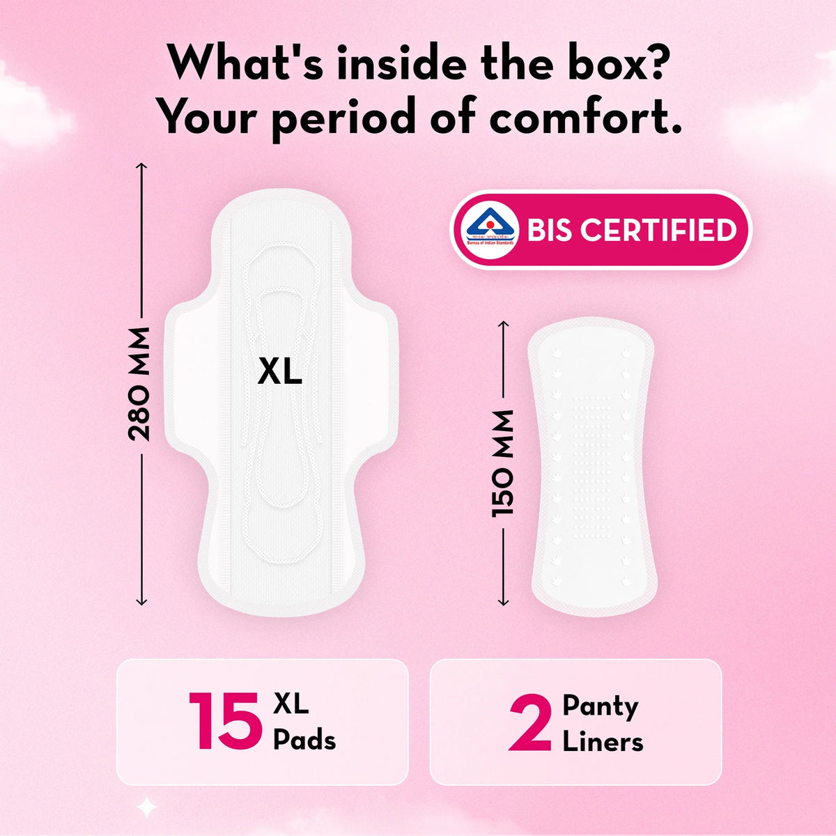 Plush Ultra-Thin Extra Large Sanitary Pads for Women 15 Pcs | For Light-Medium Flow | 2 Panty Liners