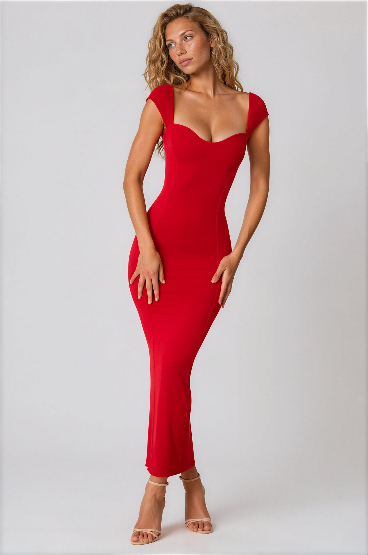 Mywishbag Sweetheart Neckline Maxi Dress - Nylon