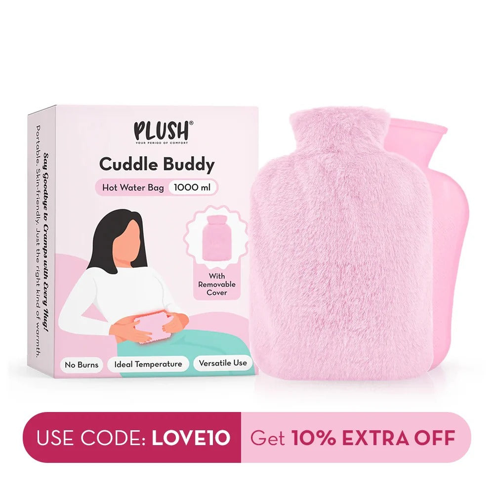 Plush Cuddle Buddy Hot Water Bag for Period Cramps & Muscle Pain With Soft Fur Cover