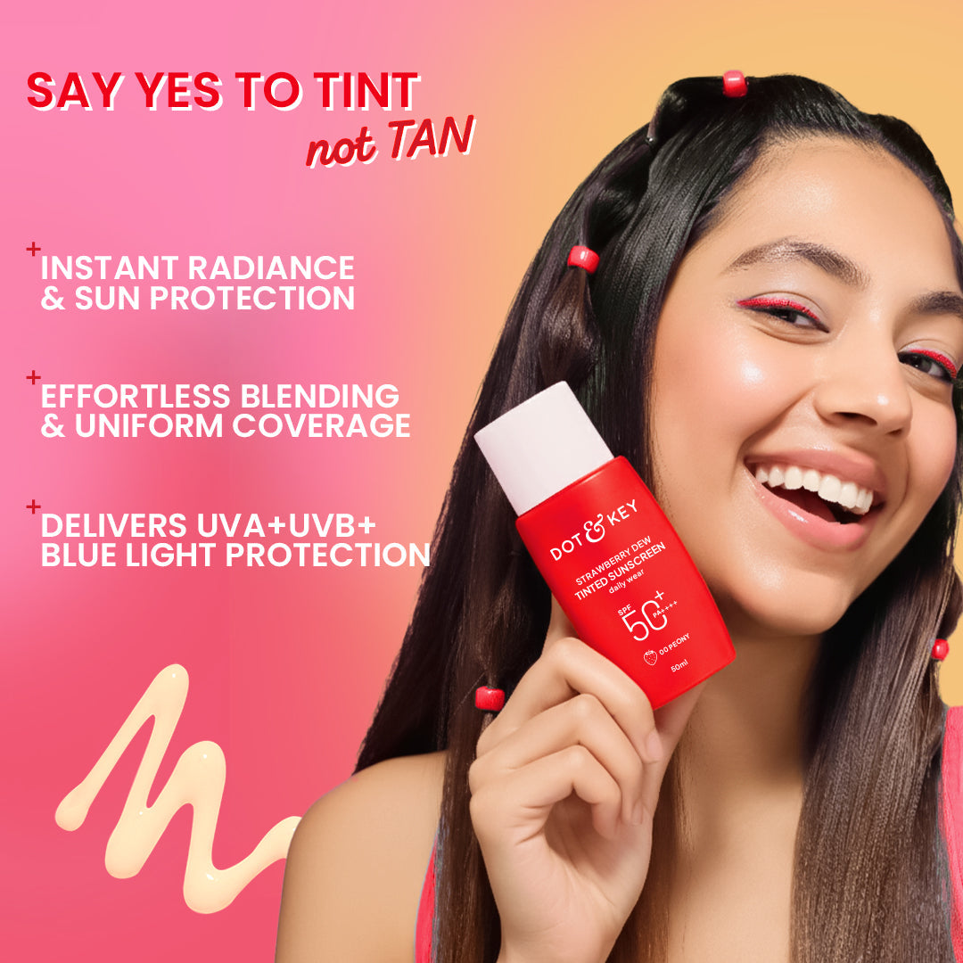 Dot & Key Strawberry Dew Tinted Sunscreen, In-Vivo Tested SPF 50+ PA++++ - Porcelain - 01 Light