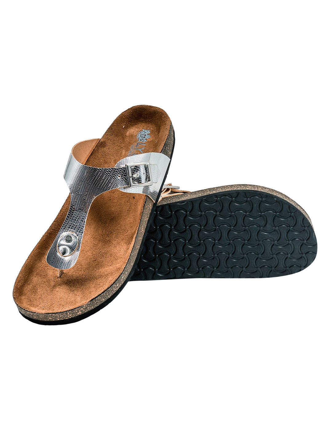 LYDC London - Silver L Grain Sandals for Women - Regent - Silver-L-Grain