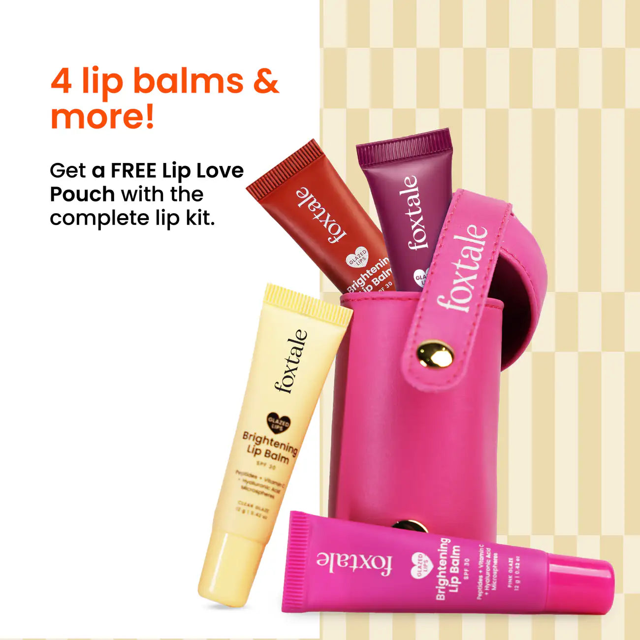 Foxtale Brightening Lip Balm with Pouch - Kit of 4 (Glaze Kit)