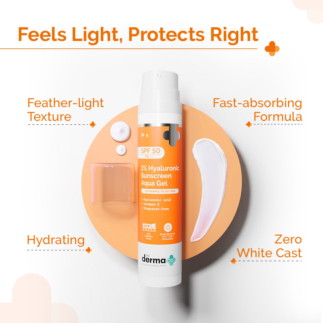 Derma Co 1% Hyaluronic Sunscreen Aqua Gel In Vivo Tested with SPF 50 & PA++++