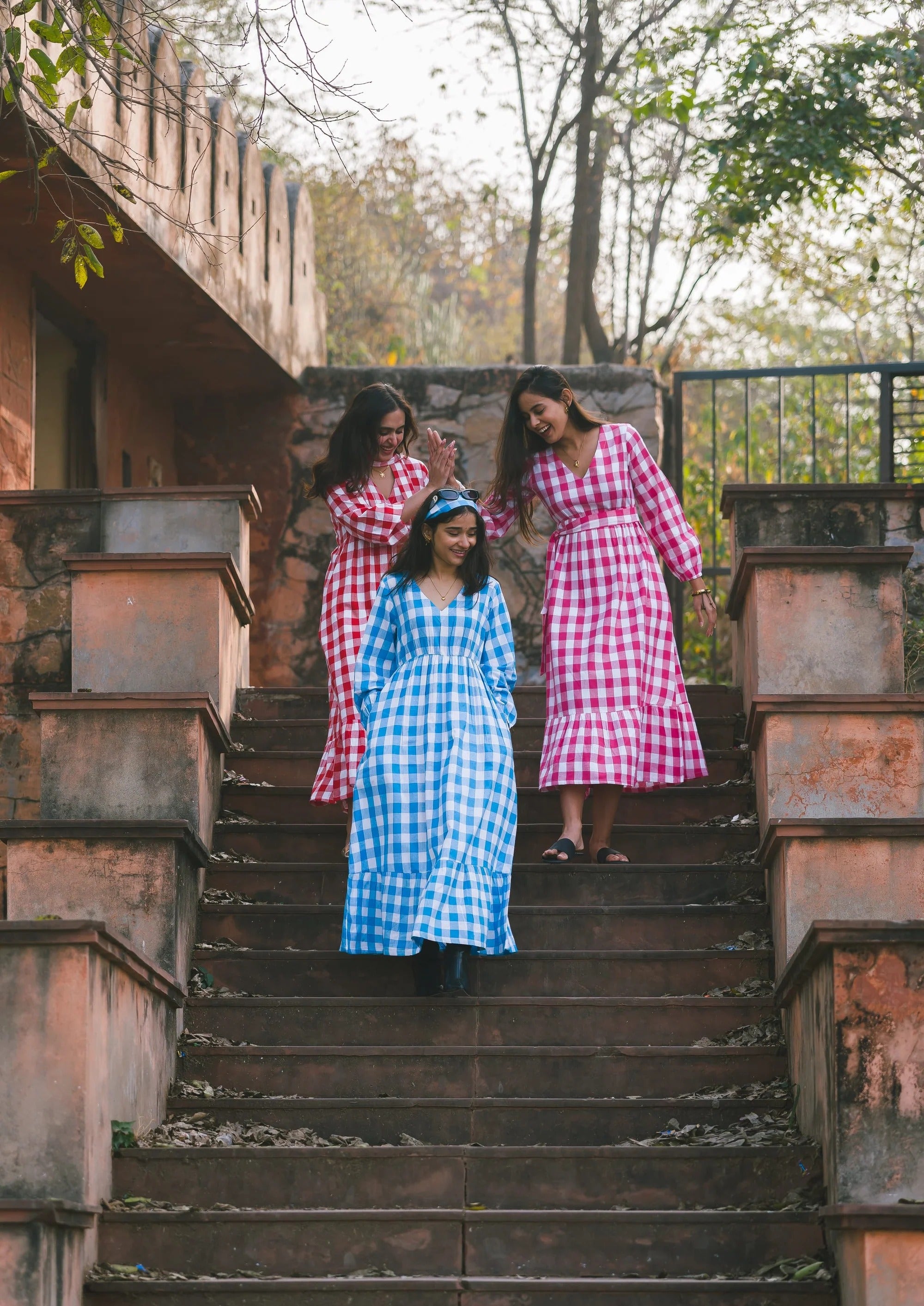 Sugnaa Gingham Full Dress - Blue