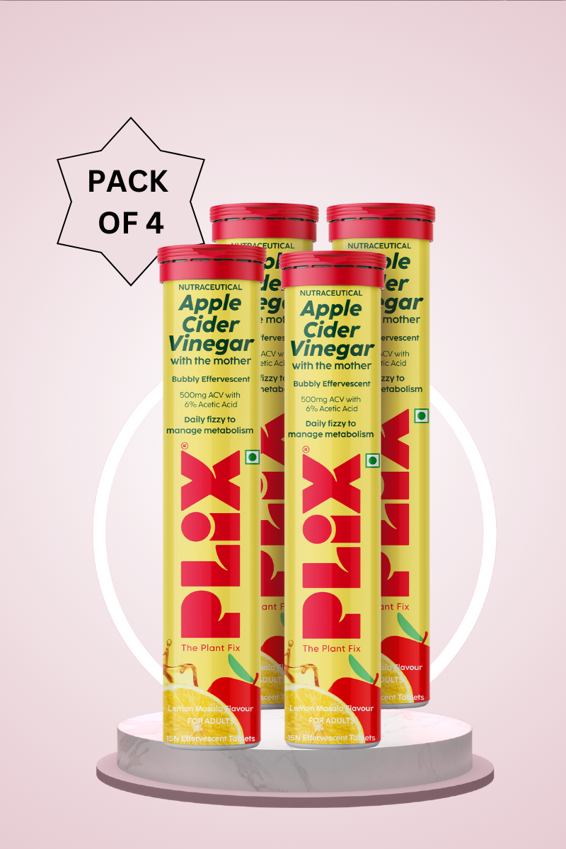 Plix ACV Effervescent Tablets - 15 (Lemon Masala, Pack of 4)