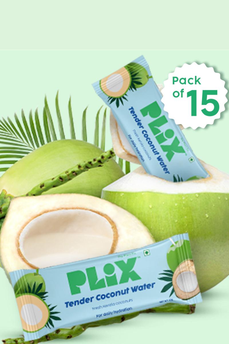 Plix Tender Coconut Water Premix Powder (Pack of 15 Sachets)