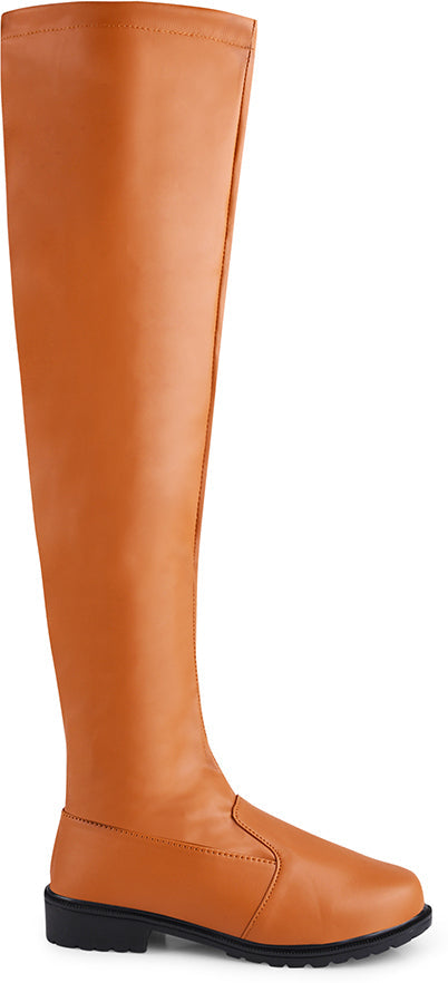 JM Looks Faux Leather Over The Knee Long Boots for Women Flat