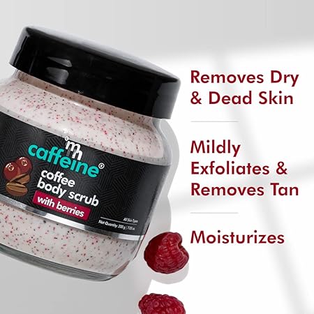 mCaffeine Berries & Coffee Body Scrub for Tan Removal | Creamy Body Scrub for Dry Skin | Exfoliating Scrub for Body for both Women and Men - 200gm