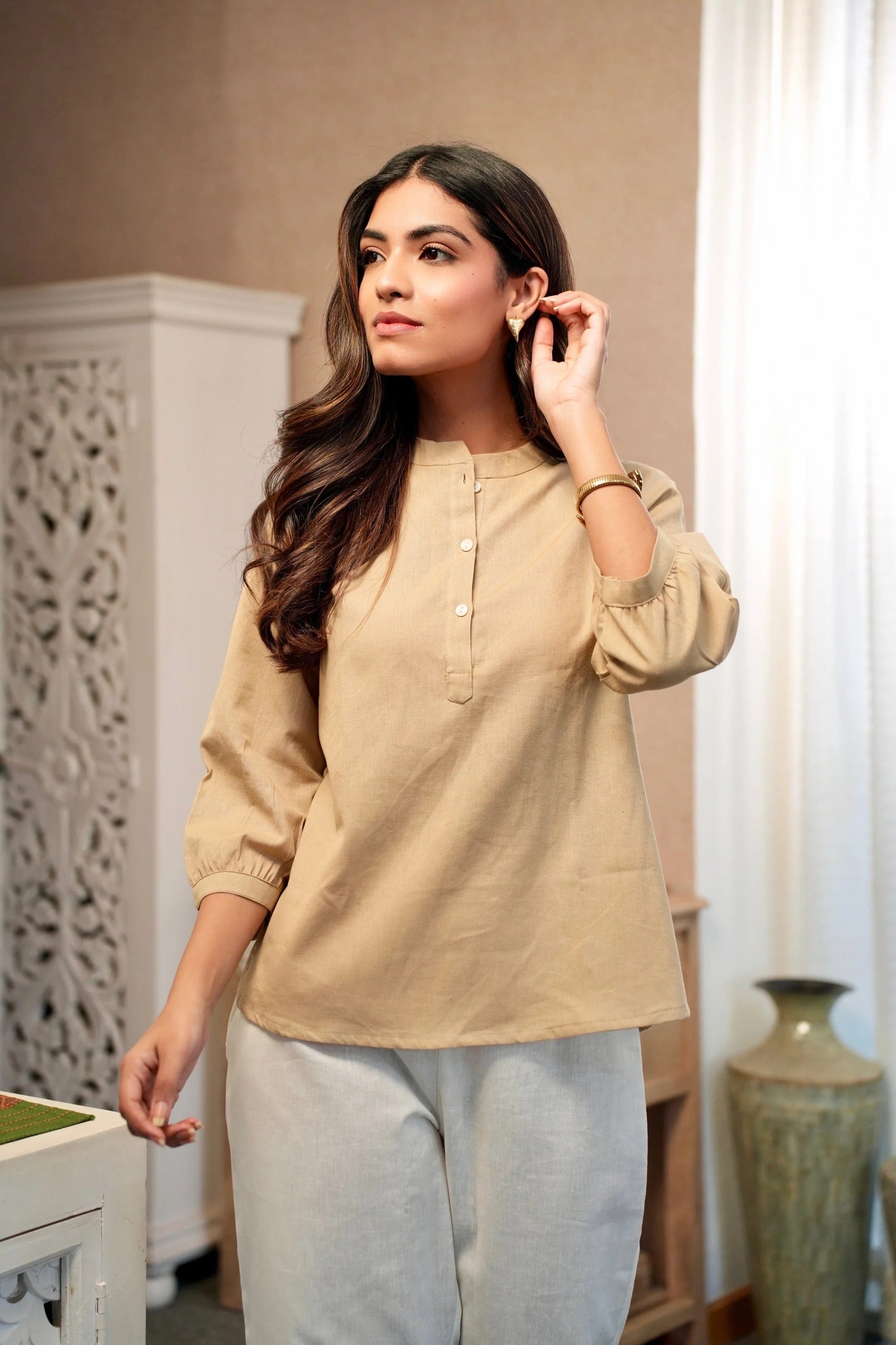 Sugnaa Short Kurta - Khaki