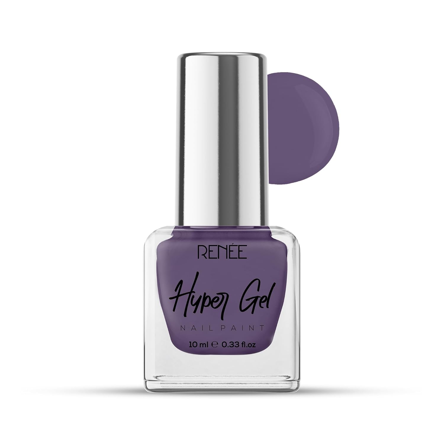 RENEE Hyper Gel Nail Paint - Aubergine Purple 10ml, Quick Drying, Glossy Finish, Long Lasting, Chip resisting Formula with High Shine Polish, Acetone & Paraben Free