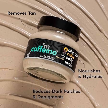 mCaffeine Coffee Body Scrub Mask with Niacinamide for Tan Removal & Depigmentation | Reduces Dark Skin Patches, Nourishes & Hydrates | De-Tan Body Mask for Women & Men | Natural & 100% Vegan