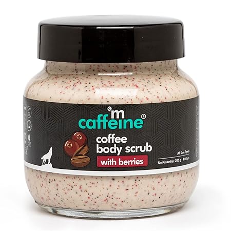 mCaffeine Berries & Coffee Body Scrub for Tan Removal | Creamy Body Scrub for Dry Skin | Exfoliating Scrub for Body for both Women and Men - 200gm