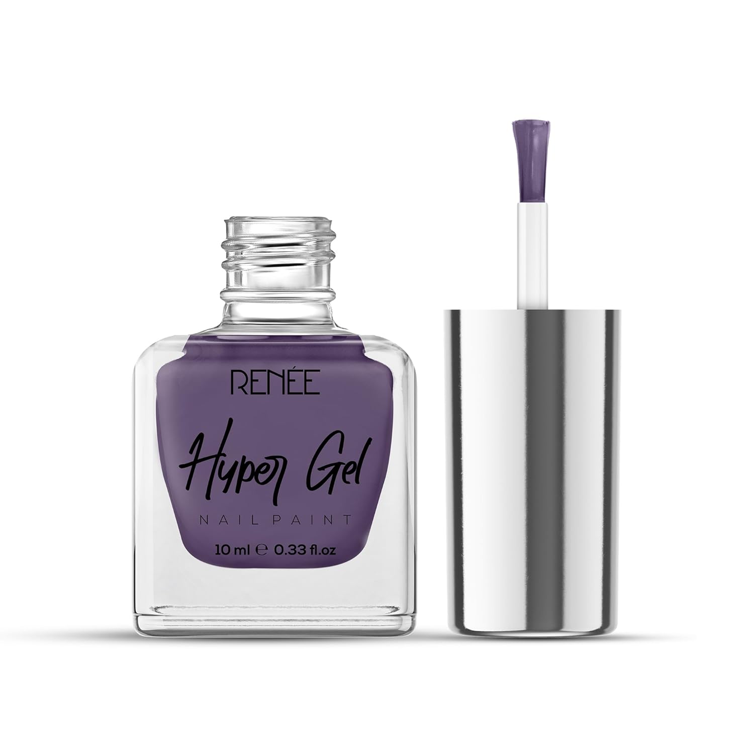 RENEE Hyper Gel Nail Paint - Aubergine Purple 10ml, Quick Drying, Glossy Finish, Long Lasting, Chip resisting Formula with High Shine Polish, Acetone & Paraben Free