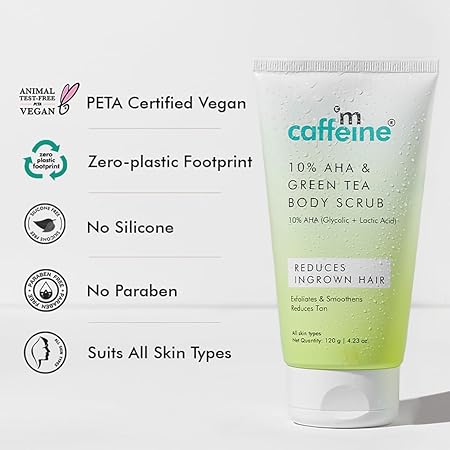 mCaffeine 10% AHA Green Tea Scrub - 100Gm