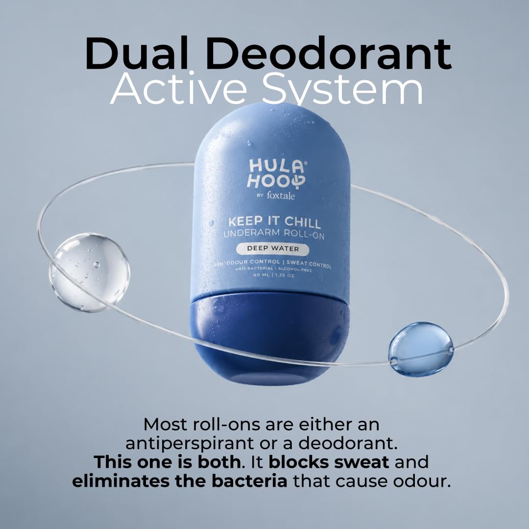 Foxtale Hula Hoop Men’s Roll-On Deodorant for Sweat & Odour Control + Hula Hoop 2% Salicylic Acid Exfoliating Body Wash Combo