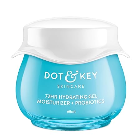 DOT & KEY 72Hr Hydrating Gel + Probiotics Moisturizer For Face With Hyaluronic Acid, Kombucha & Rice Water Lightweight Gel Oil Free Moisturizer | For Oily, Dull & Uneven Skin Tone I For All Skin Types | 60Ml